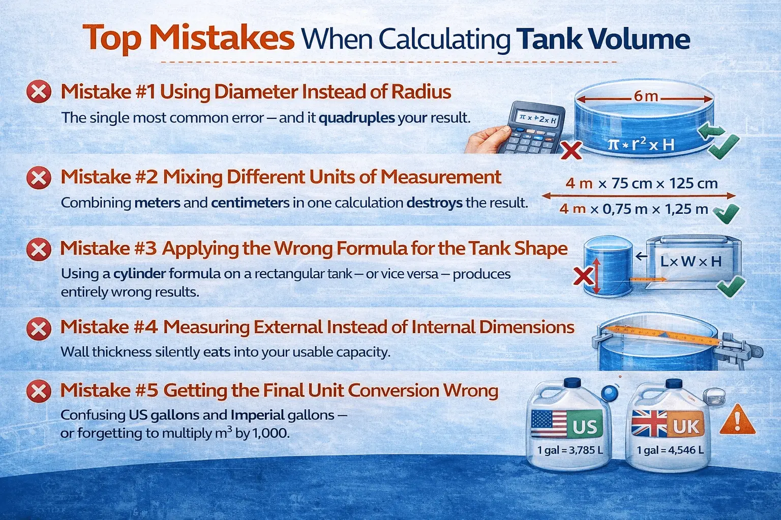 Top mistakes tank volume calculation